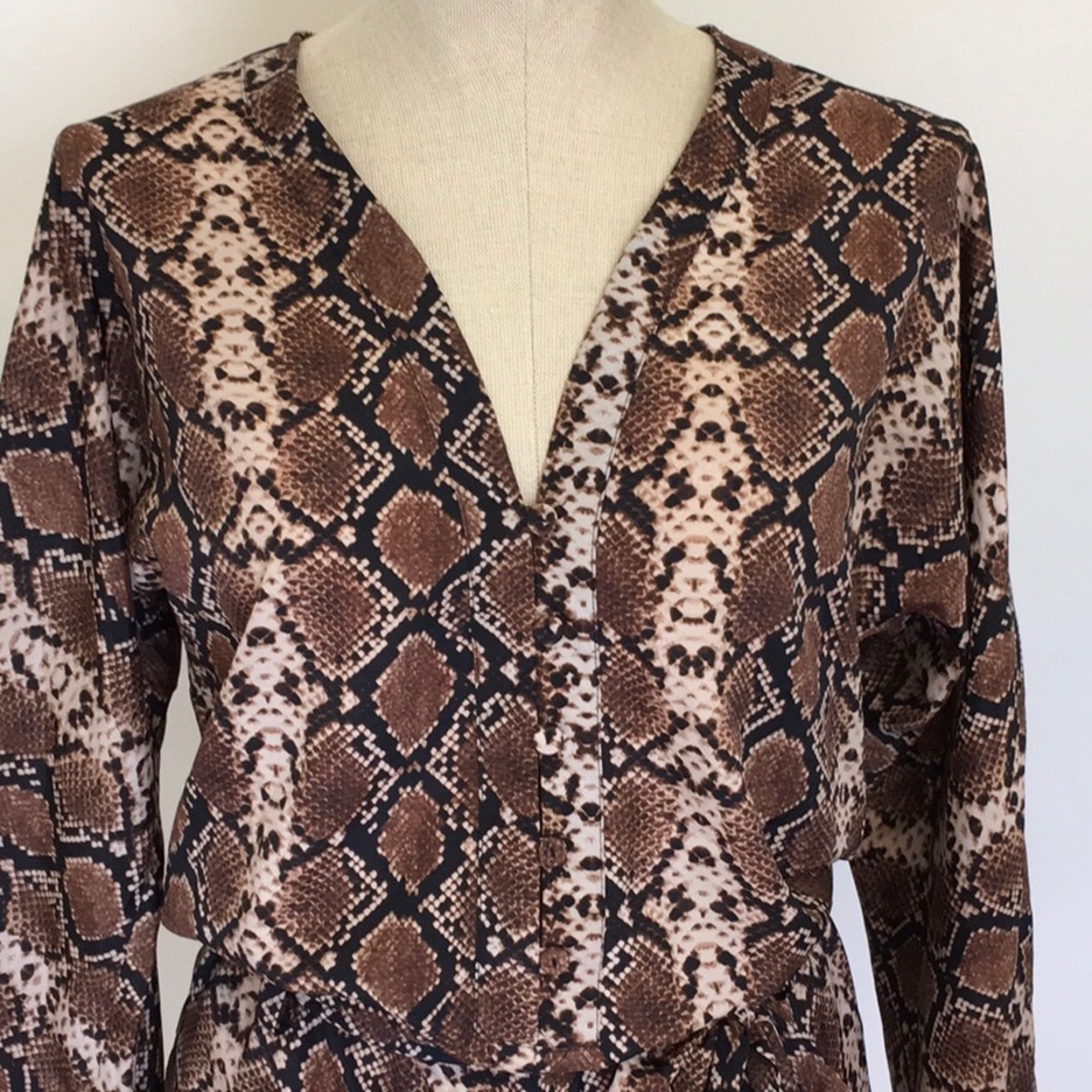 BCBGMaxAzria Brown Snake Print Romper - Picture 3 of 16